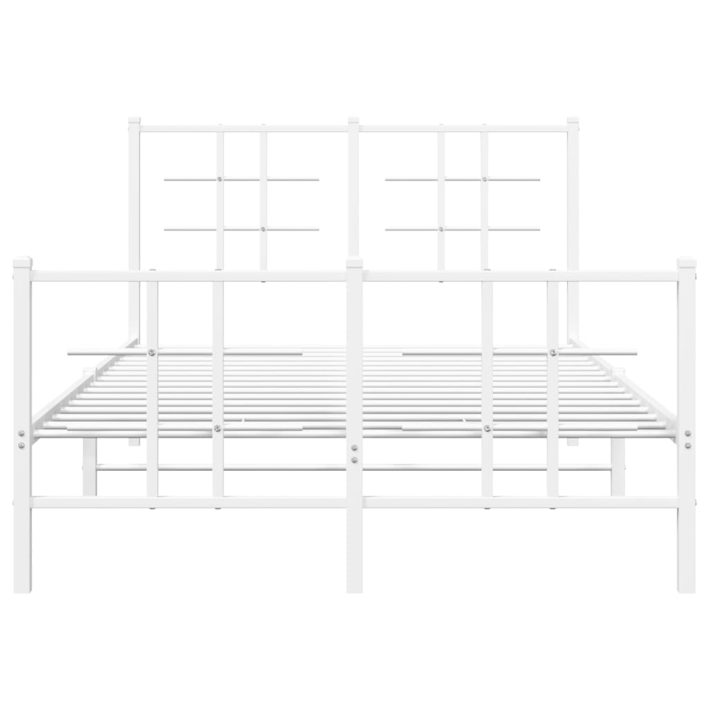 vidaXL Metal Bed Frame without Mattress with Footboard White 120x200cm