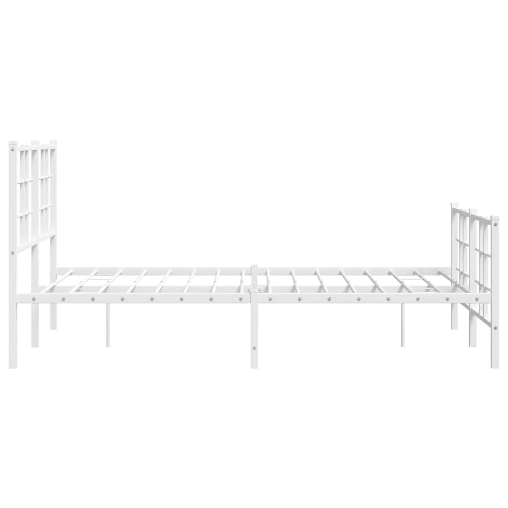 vidaXL Metal Bed Frame without Mattress with Footboard White 120x200cm