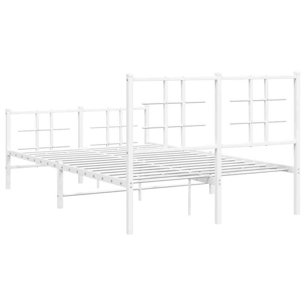 vidaXL Metal Bed Frame without Mattress with Footboard White 120x200cm