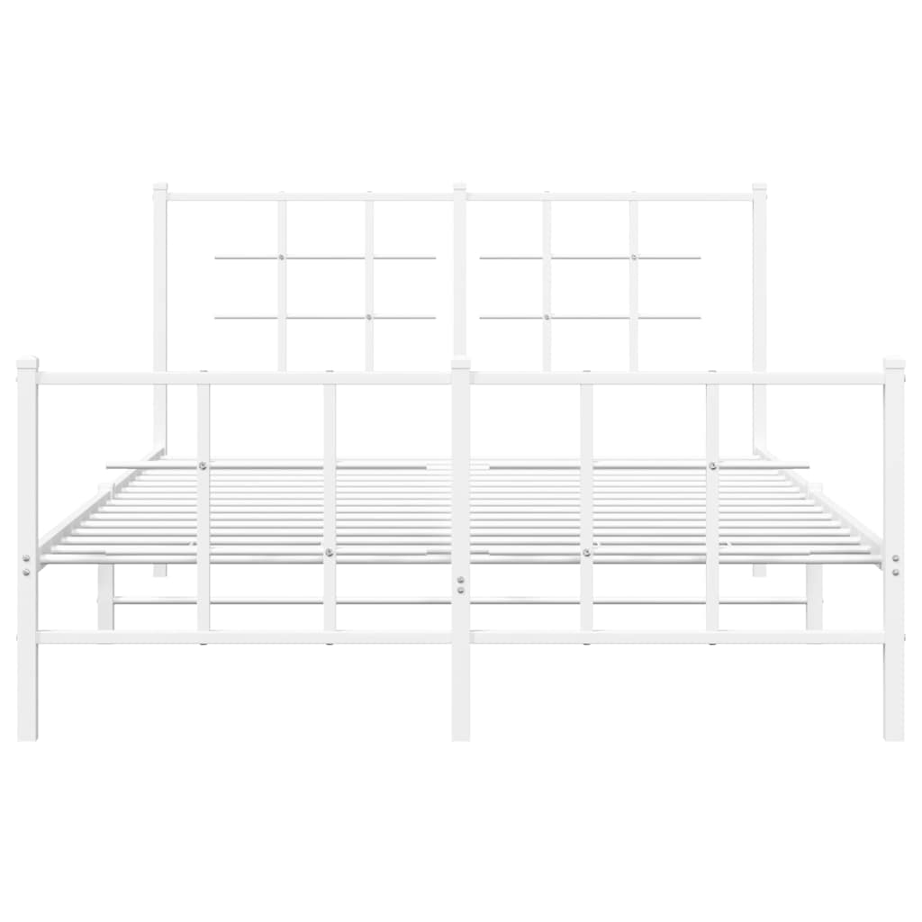 Metal Bed Frame without Mattress with Footboard White 135x190cm