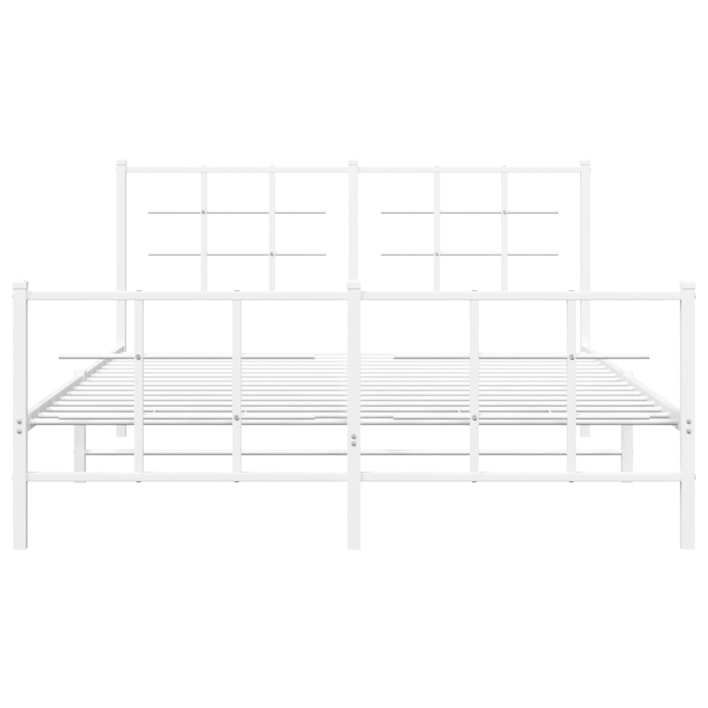 vidaXL Metal Bed Frame without Mattress with Footboard White 160x200cm