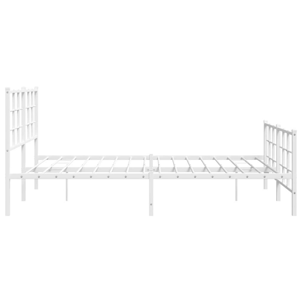 vidaXL Metal Bed Frame without Mattress with Footboard White 160x200cm