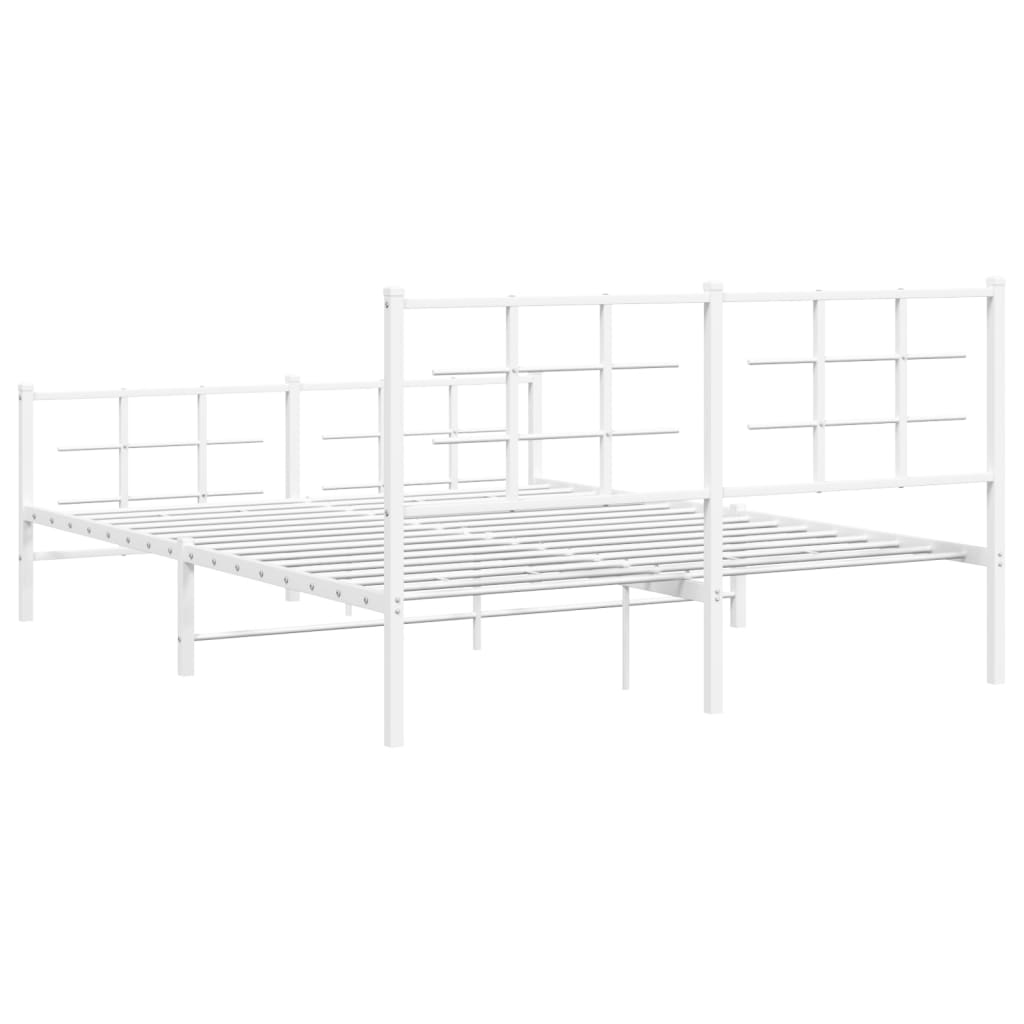 vidaXL Metal Bed Frame without Mattress with Footboard White 160x200cm