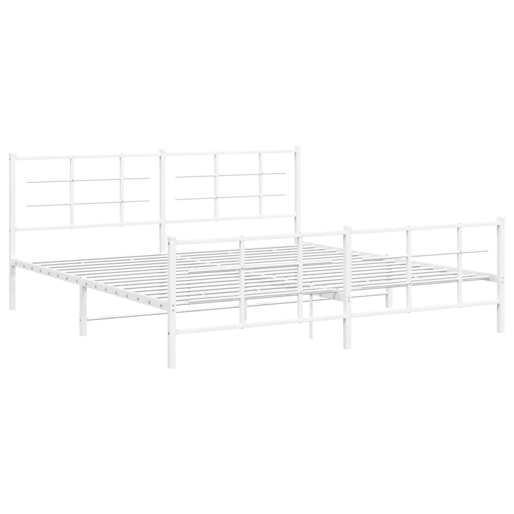 vidaXL Metal Bed Frame without Mattress with Footboard White 200x200cm