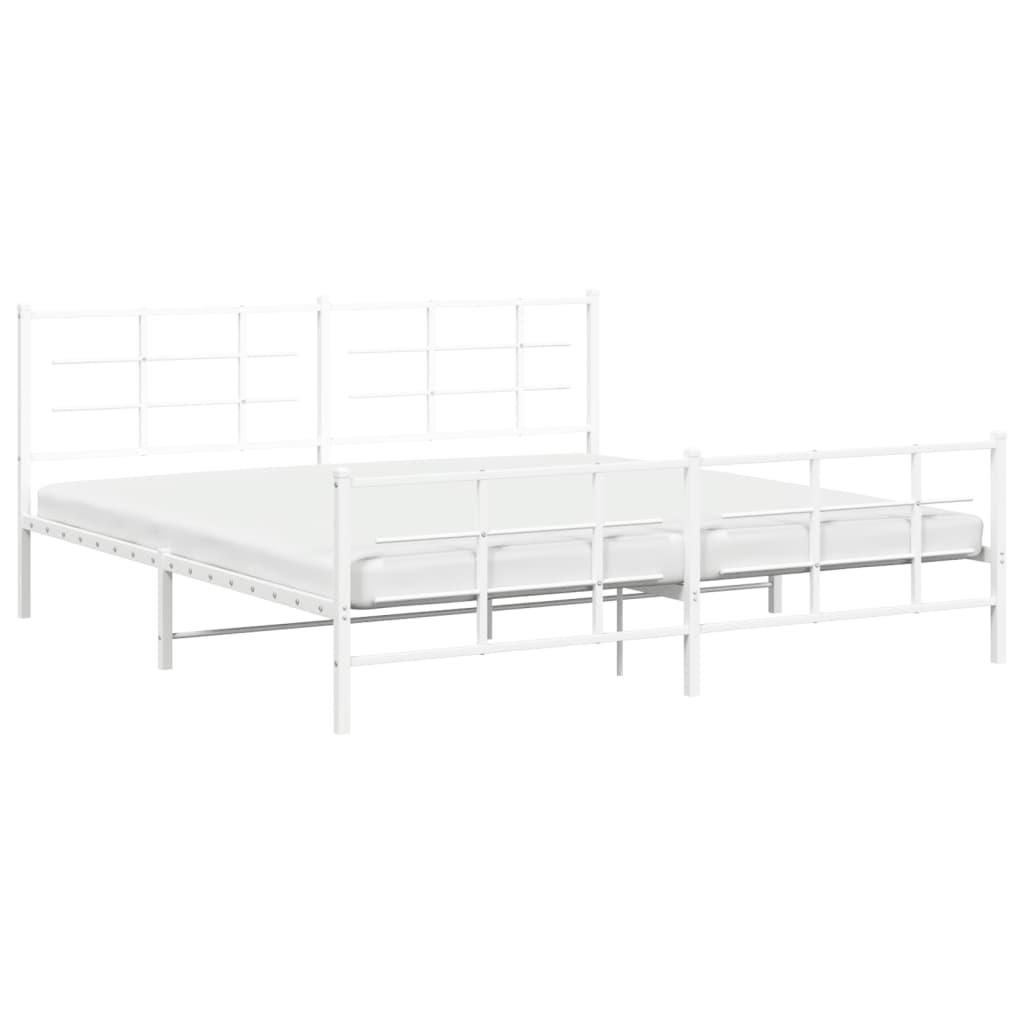 vidaXL Metal Bed Frame without Mattress with Footboard White 200x200cm