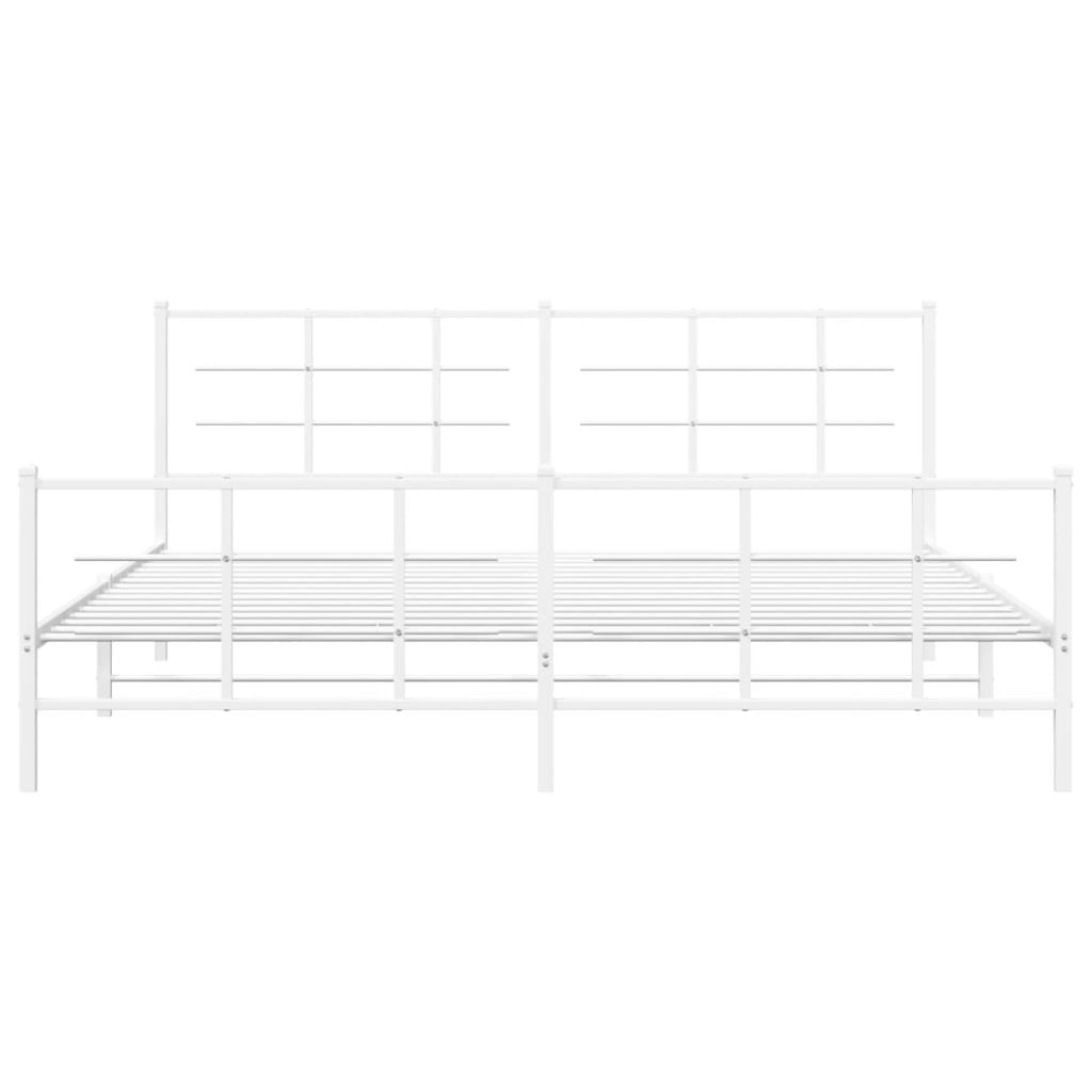 vidaXL Metal Bed Frame without Mattress with Footboard White 200x200cm