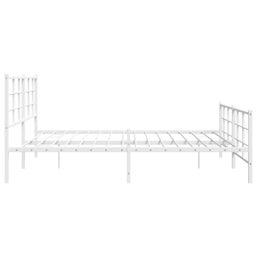 vidaXL Metal Bed Frame without Mattress with Footboard White 200x200cm