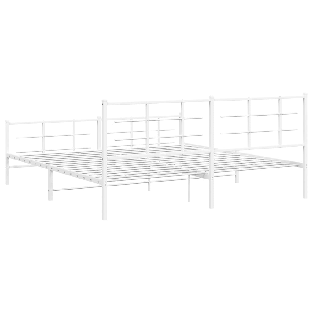 vidaXL Metal Bed Frame without Mattress with Footboard White 200x200cm