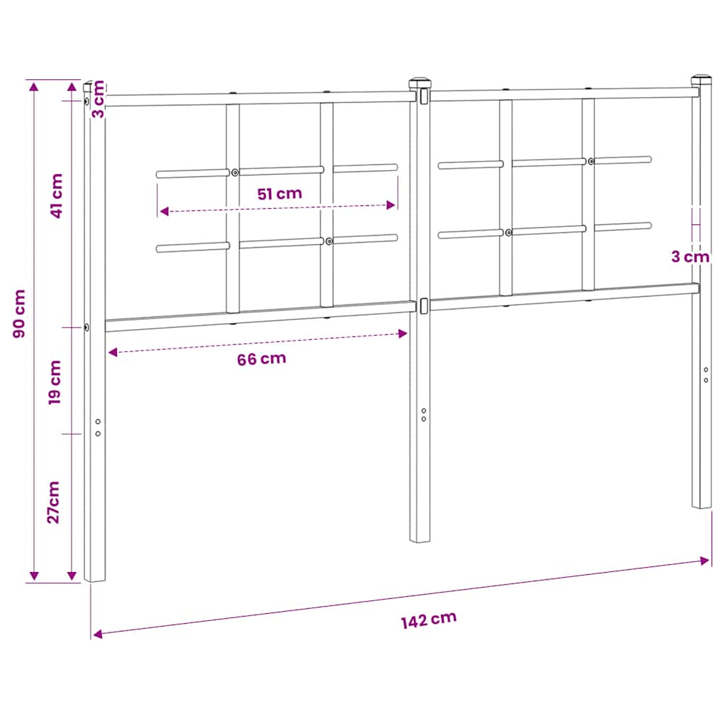 Metal Replace Headboard White 135 cm
