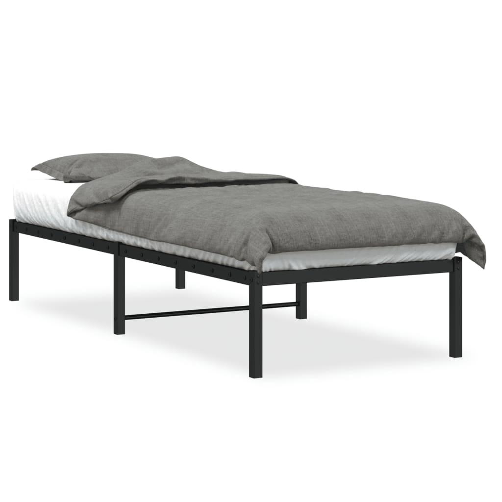 Metal Bed Frame without Mattress Black 75x190cm