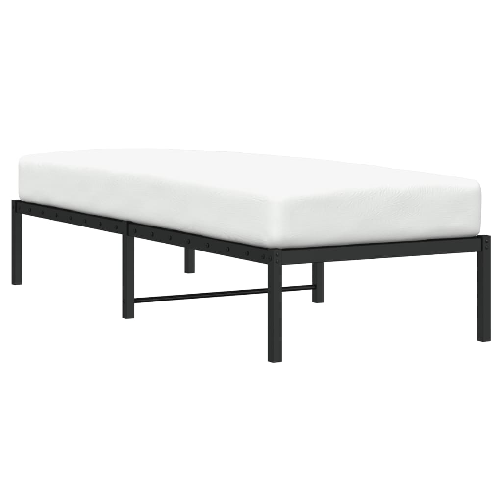 Metal Bed Frame without Mattress Black 75x190cm
