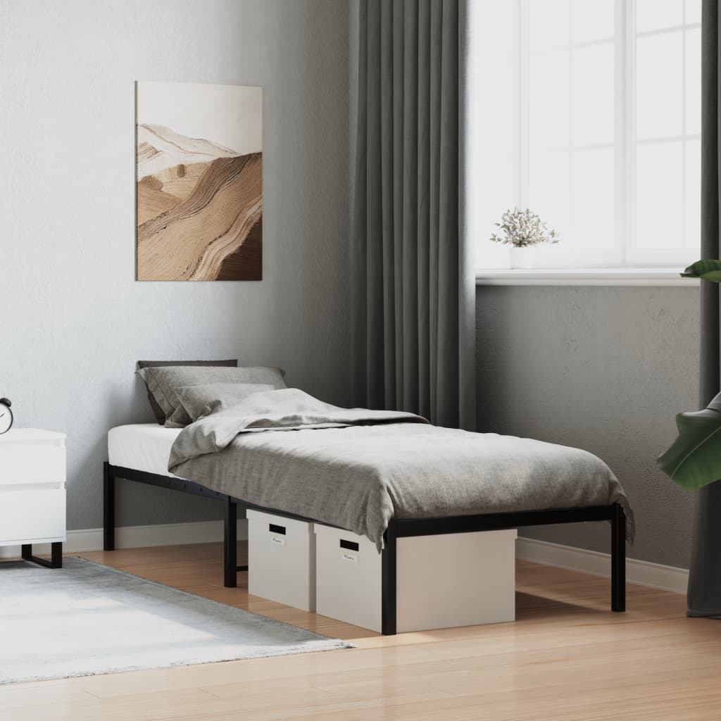 Metal Bed Frame without Mattress Black 75x190cm