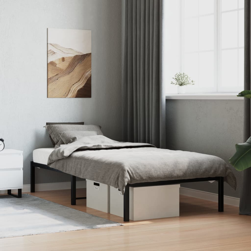 Metal Bed Frame without Mattress Black 90x190cm