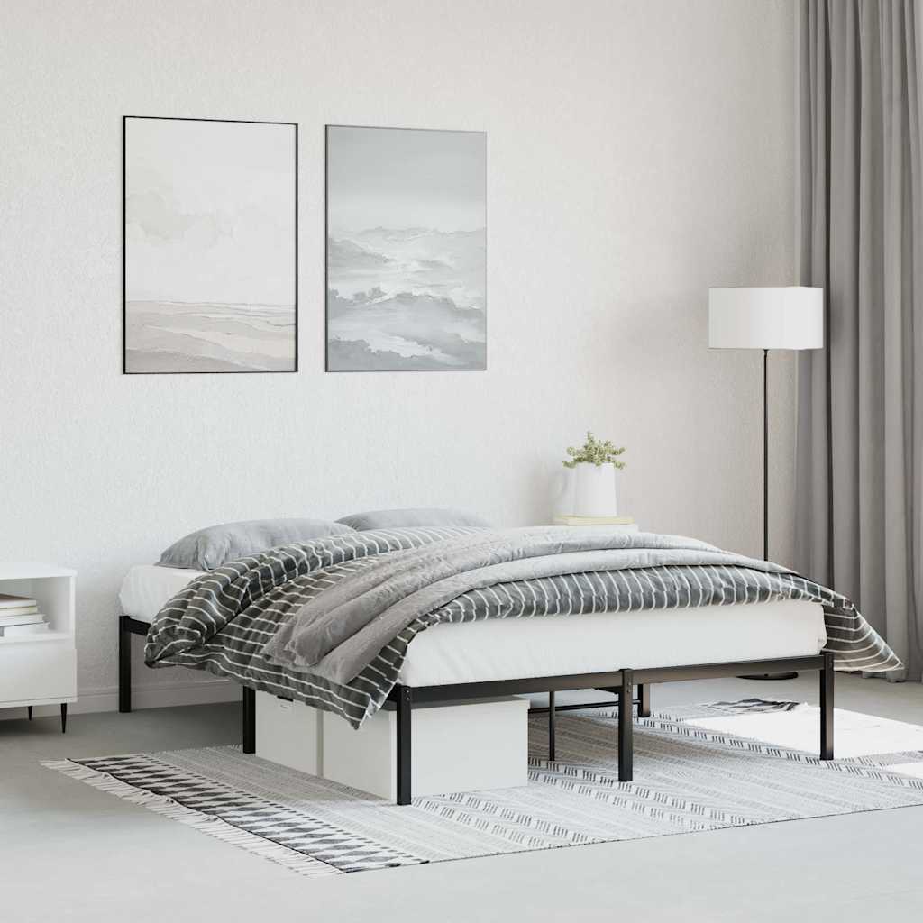 Metal Bed Frame without Mattress Black 135x190cm