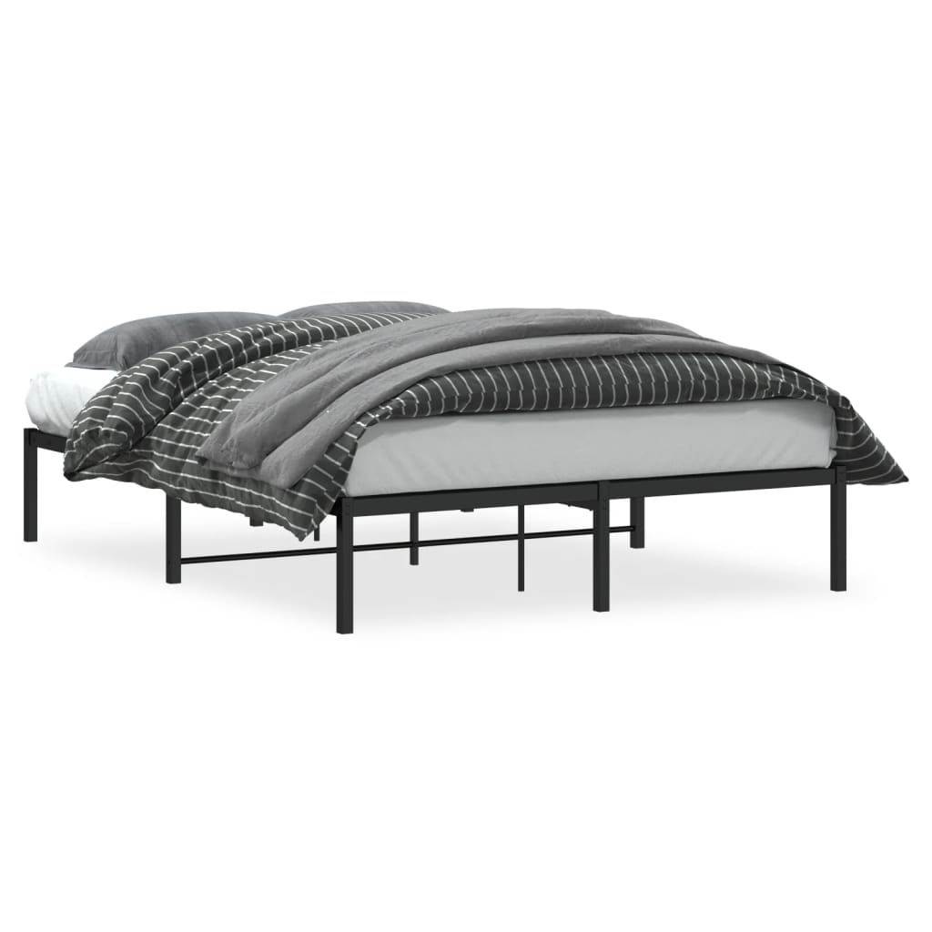 Metal Bed Frame without Mattress Black 140x190cm