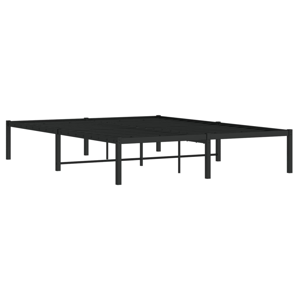 Metal Bed Frame without Mattress Black 140x190cm