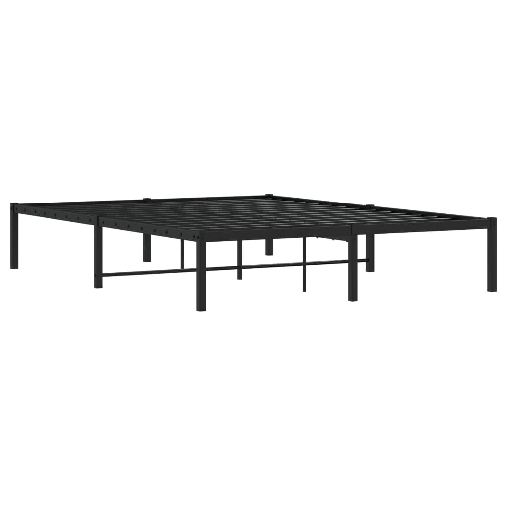 Metal Bed Frame without Mattress Black 140x190cm