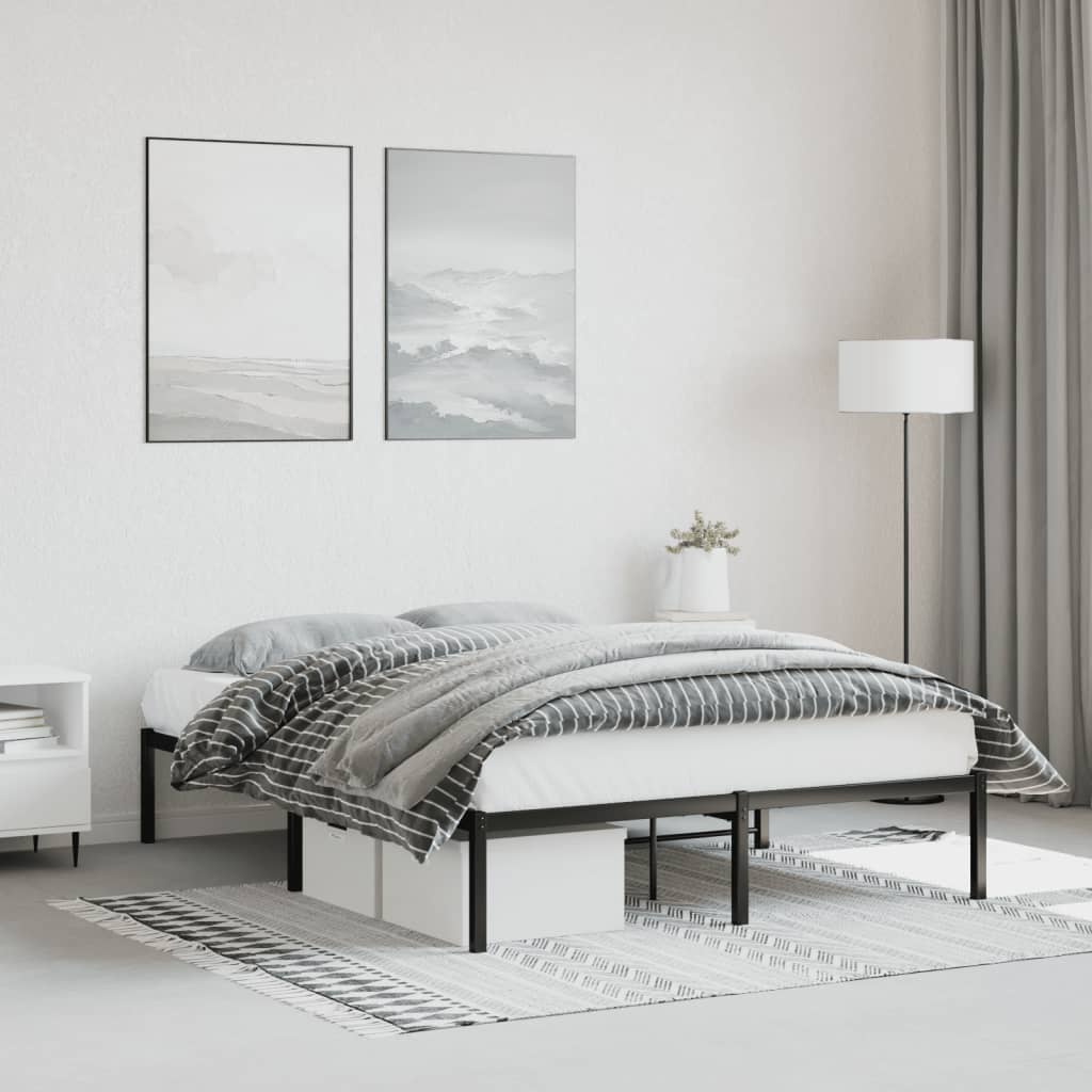 Metal Bed Frame without Mattress Black 140x190cm