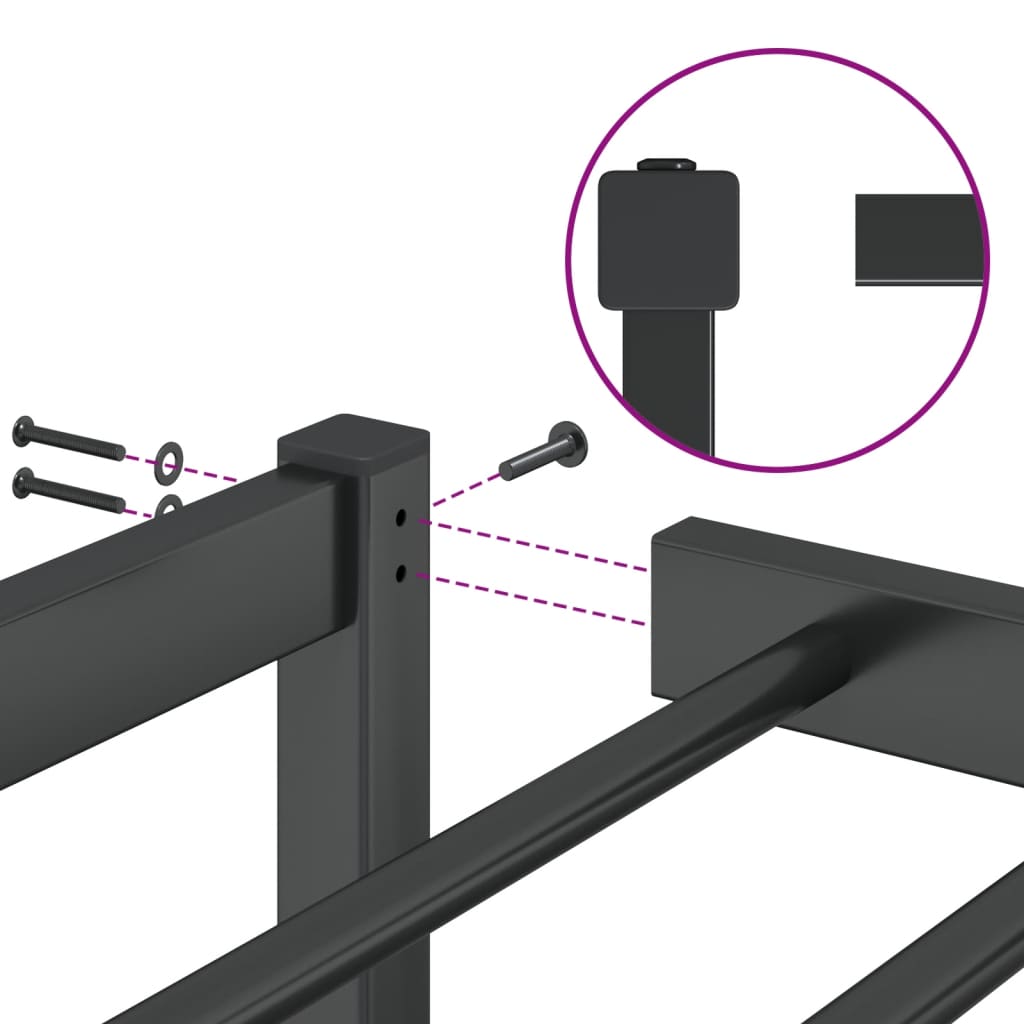 Metal Bed Frame without Mattress Black 180x200cm