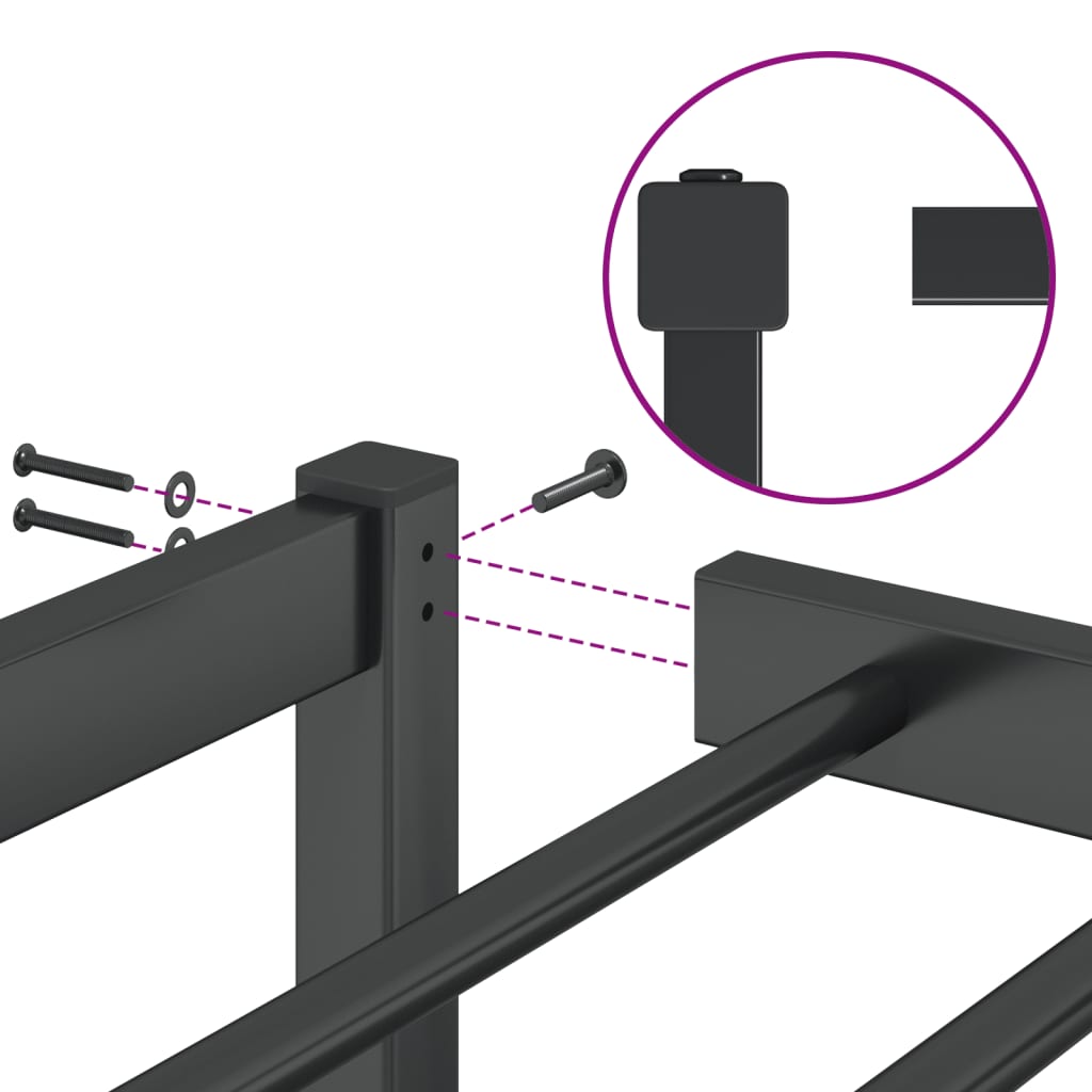 Metal Bed Frame without Mattress Black 183x213cm