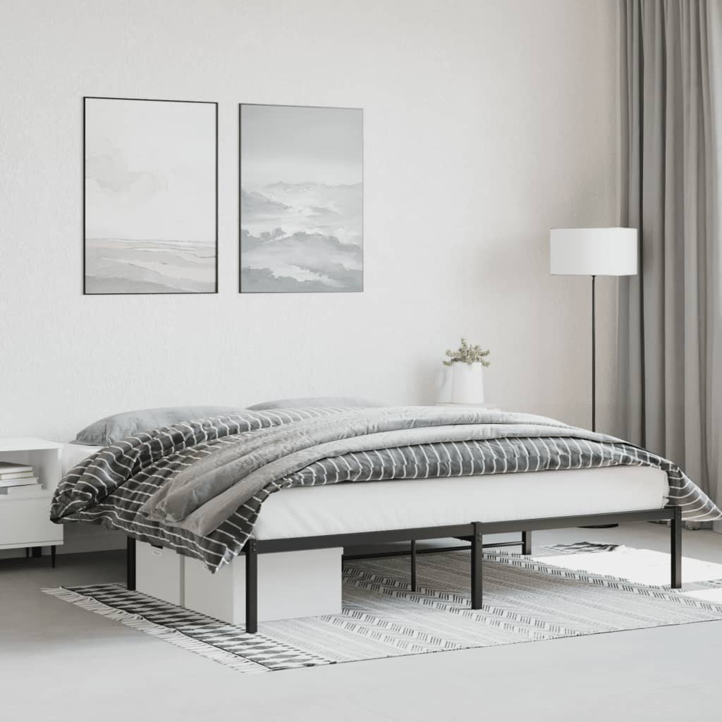 Metal Bed Frame without Mattress Black 183x213cm