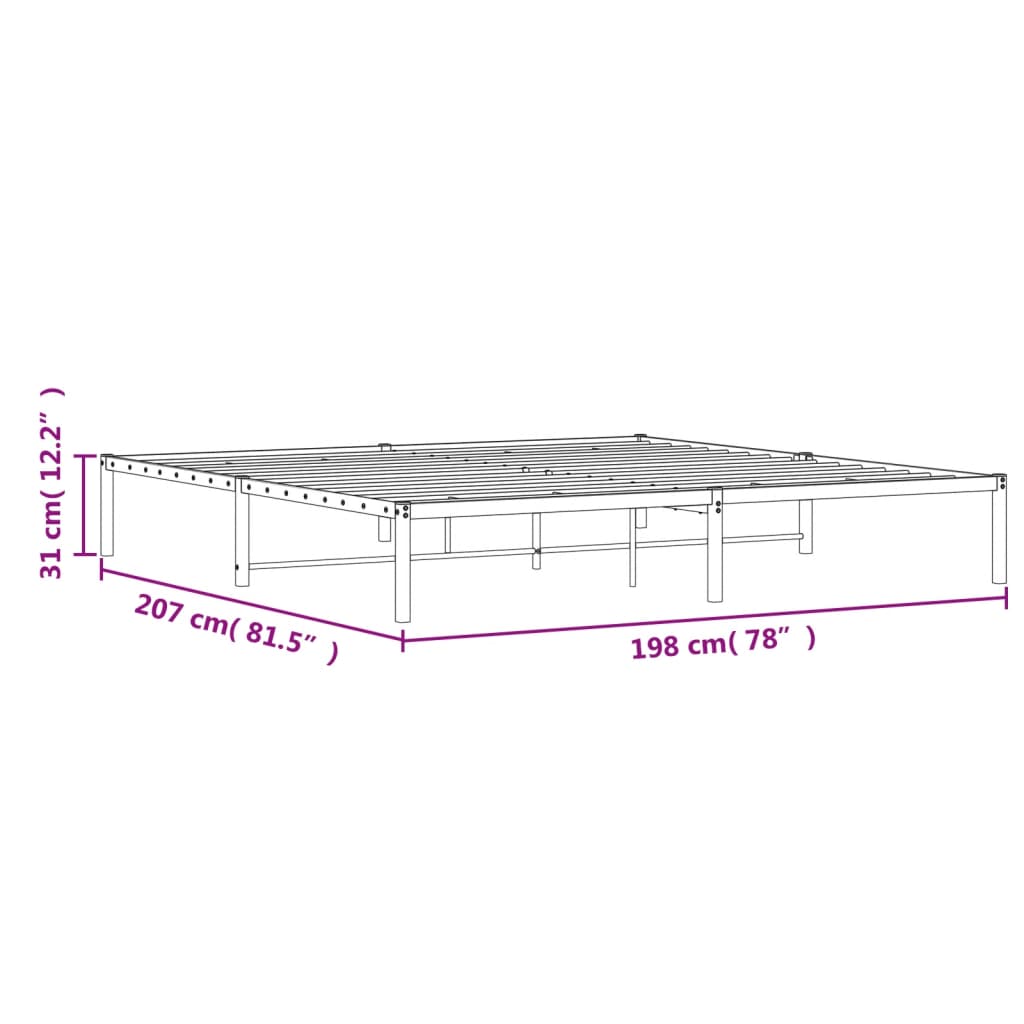 vidaXL Metal Bed Frame without Mattress Black 193x203cm