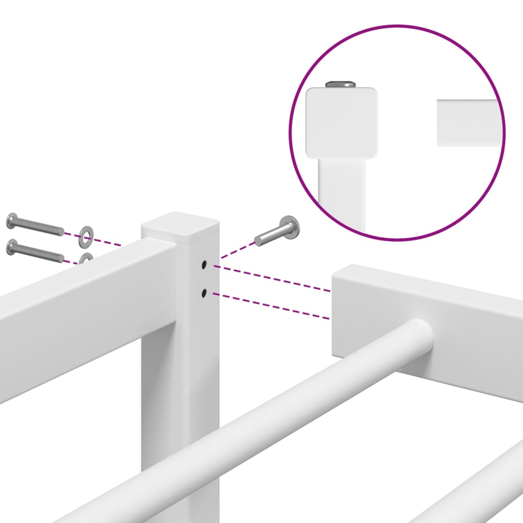 Metal Bed Frame without Mattress White 90x200cm