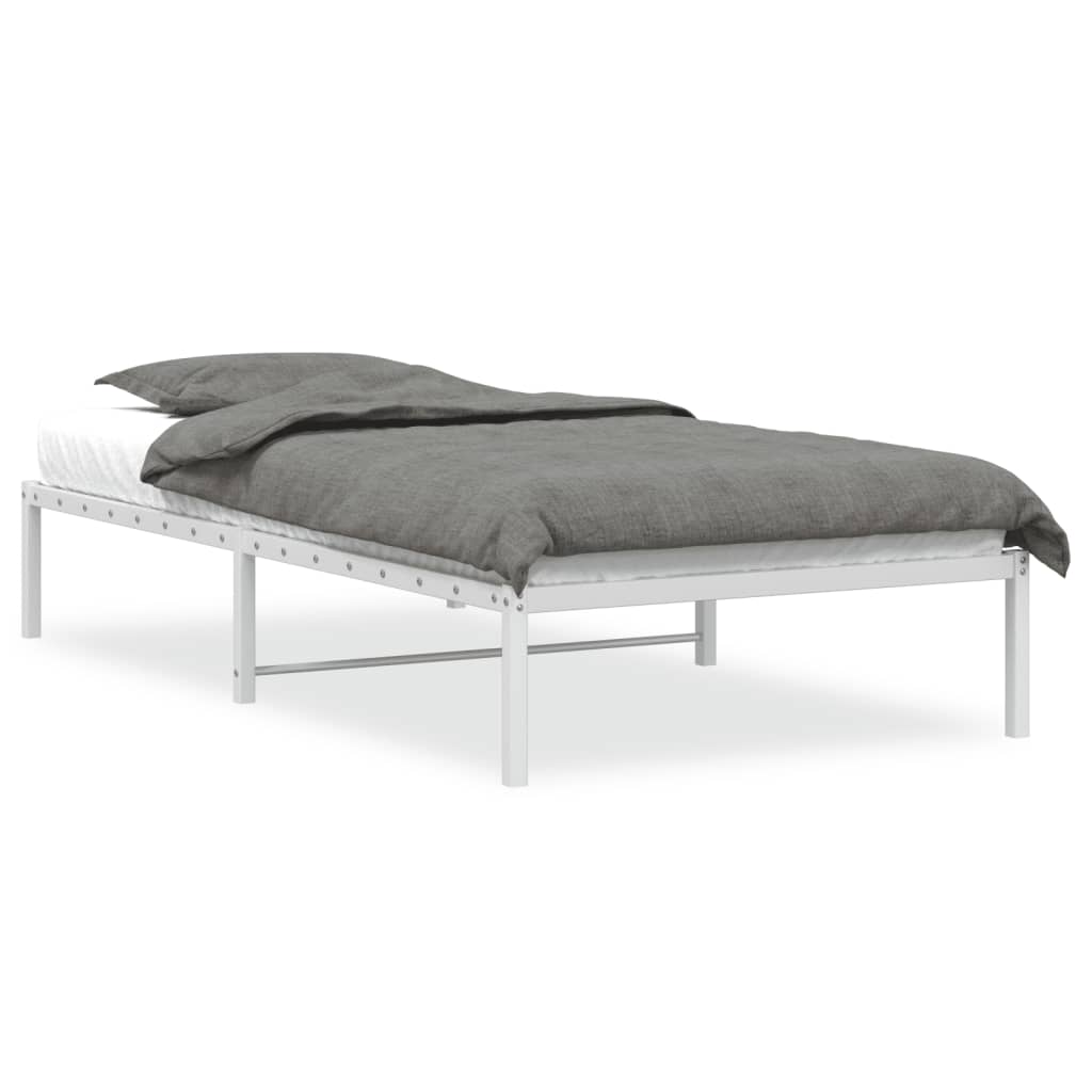Metal Bed Frame without Mattress White 107x203cm