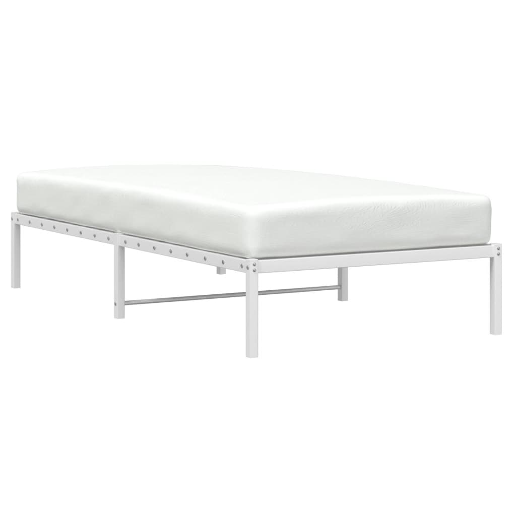 Metal Bed Frame without Mattress White 107x203cm