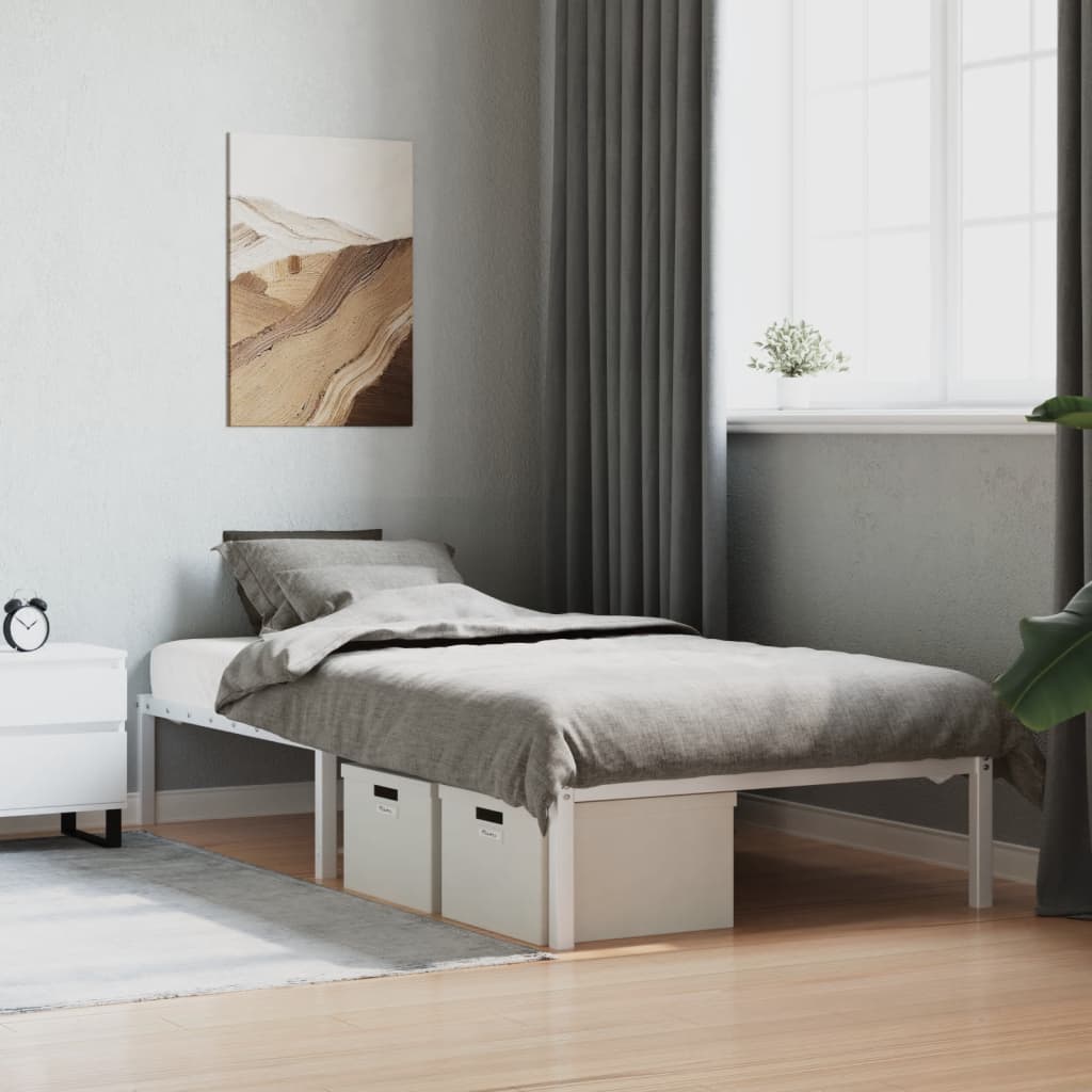 Metal Bed Frame without Mattress White 107x203cm