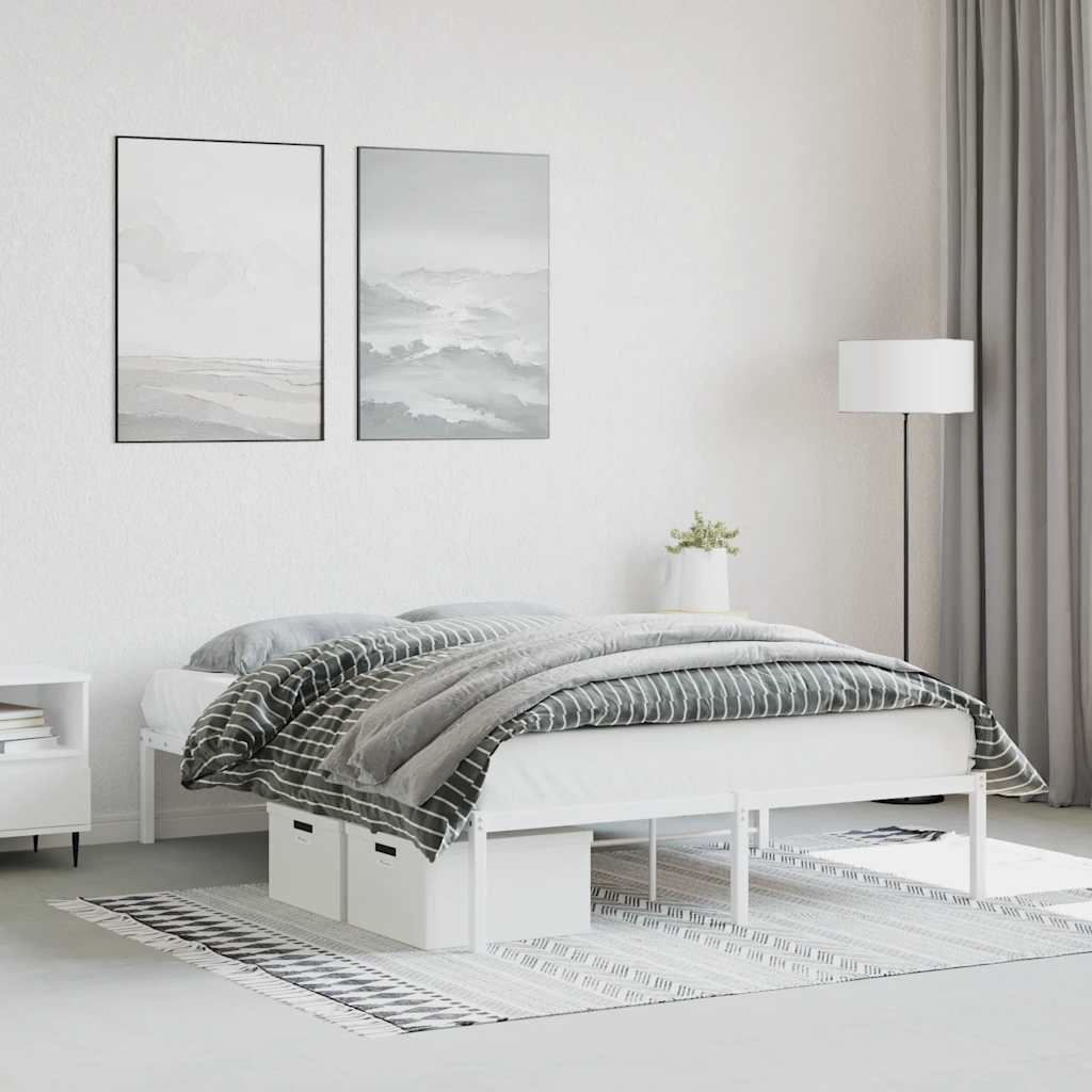 Metal Bed Frame without Mattress White 135x190cm