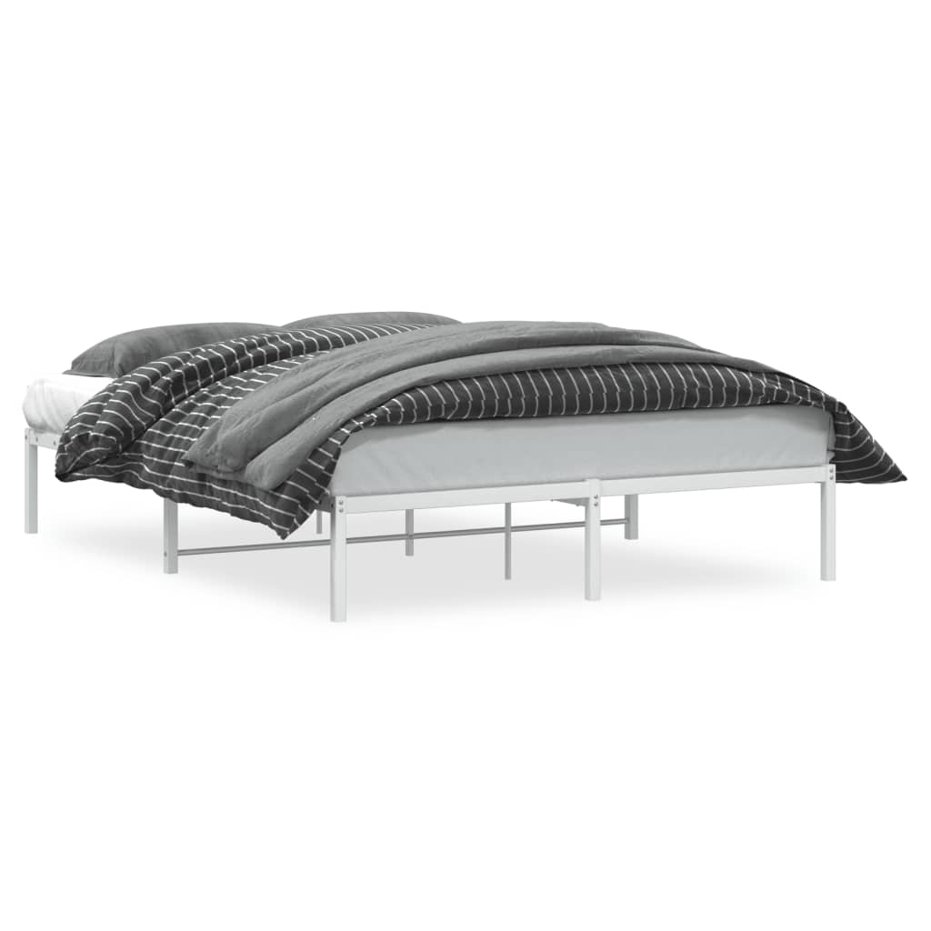 Metal Bed Frame without Mattress White 150x200cm