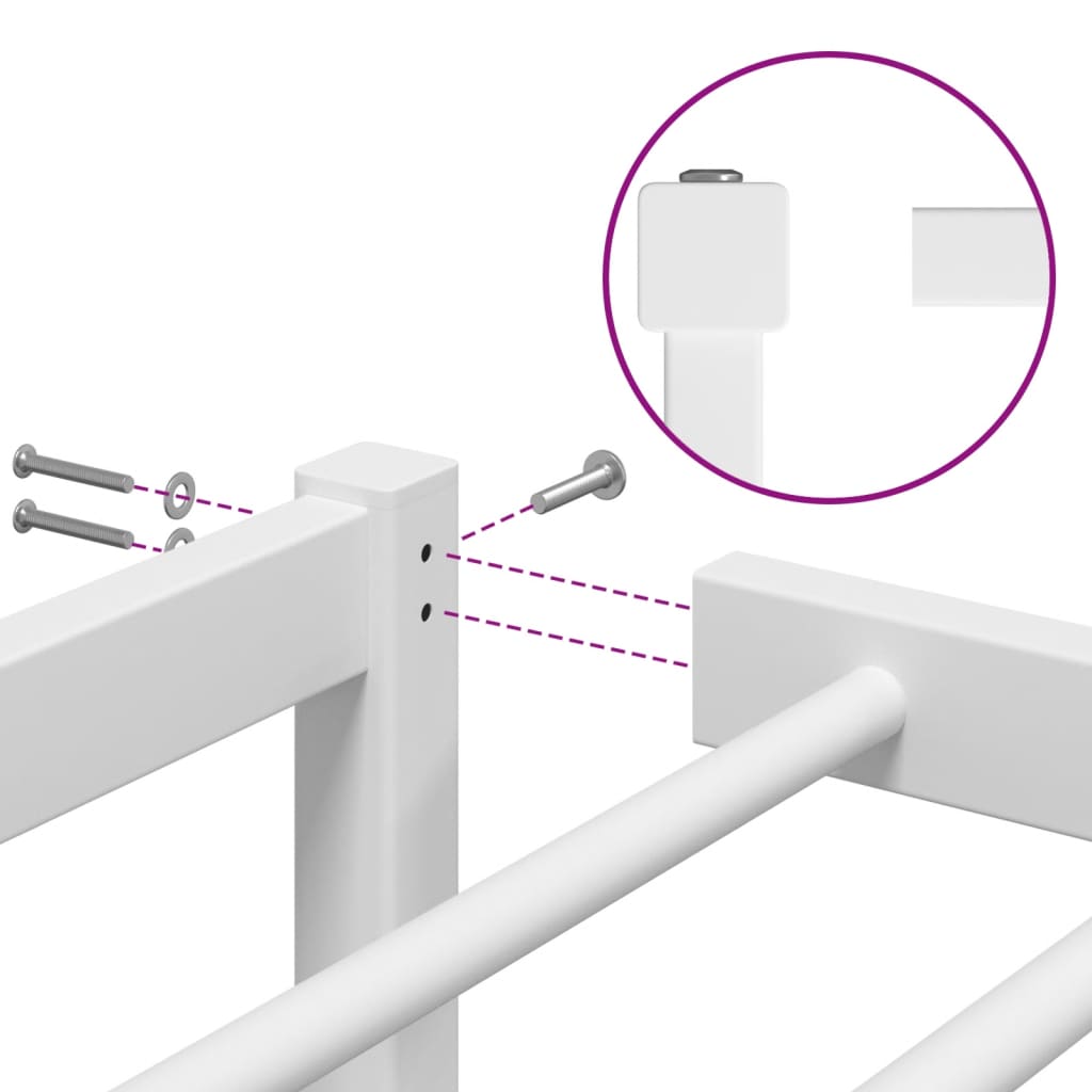 Metal Bed Frame without Mattress White 150x200cm
