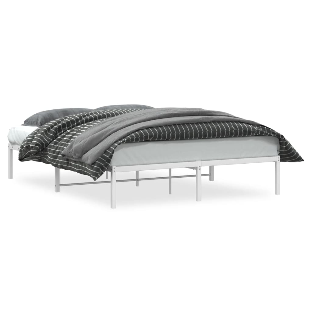 Metal Bed Frame without Mattress White 160x200cm