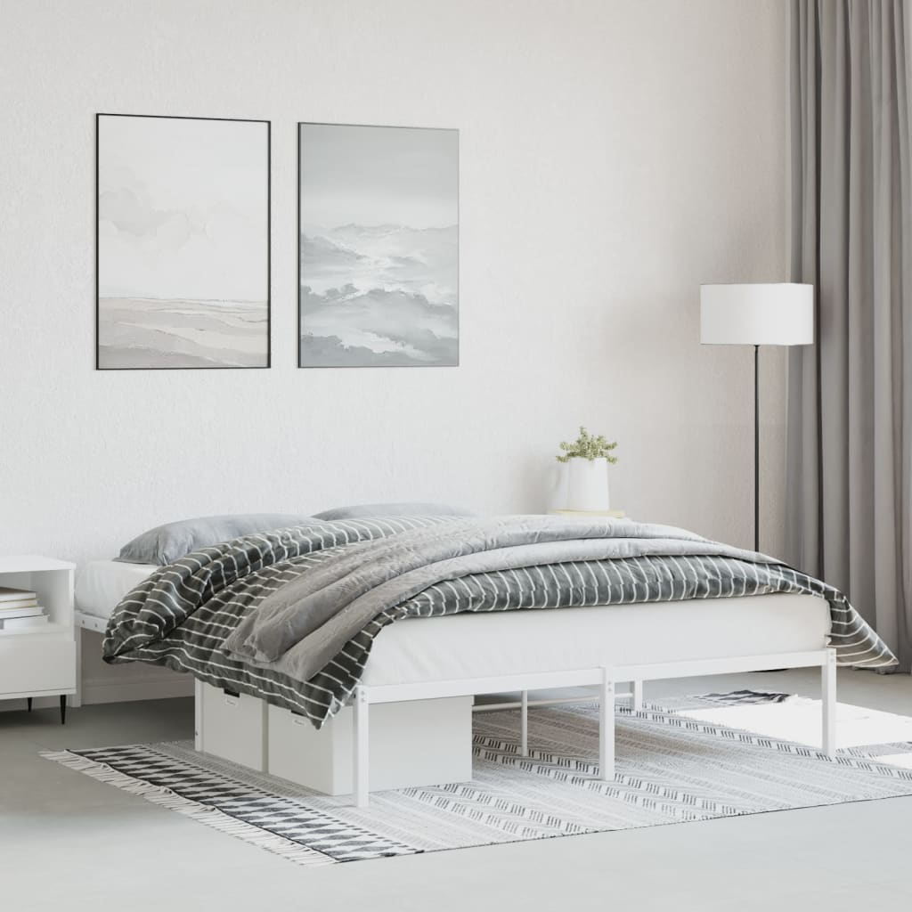 Metal Bed Frame without Mattress White 160x200cm