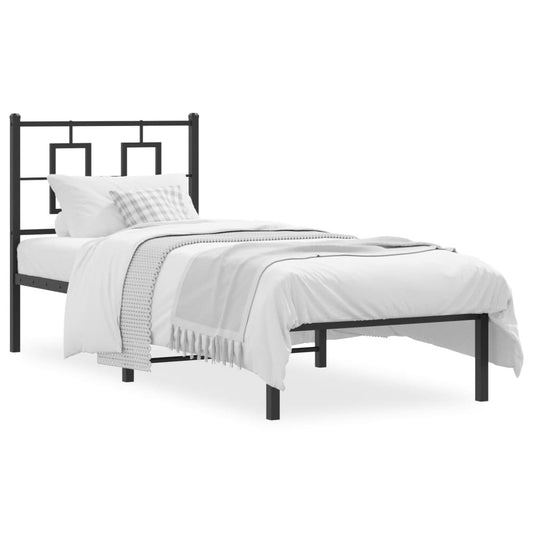 vidaXL Metal Bed Frame without Mattress with Headboard Black 80x200cm