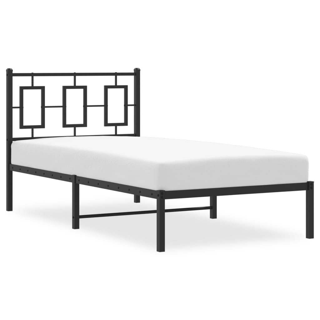 vidaXL Metal Bed Frame without Mattress with Headboard Black 90x190cm