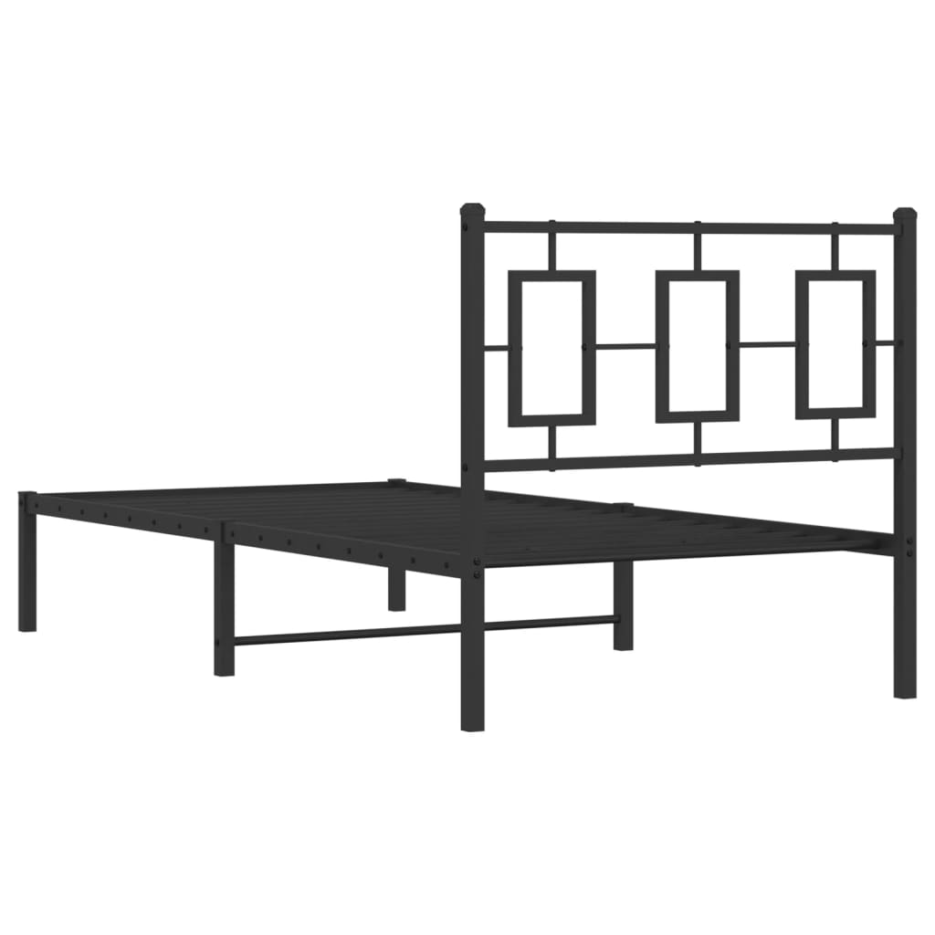 vidaXL Metal Bed Frame without Mattress with Headboard Black 90x190cm