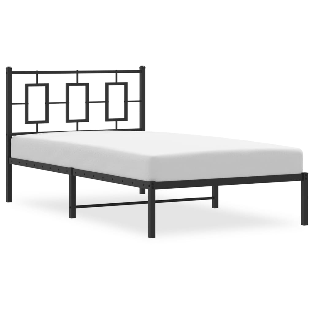 vidaXL Metal Bed Frame without Mattress with Headboard Black 100x190cm