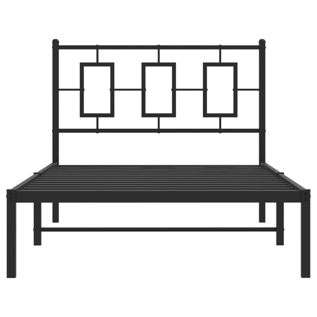 vidaXL Metal Bed Frame without Mattress with Headboard Black 100x190cm