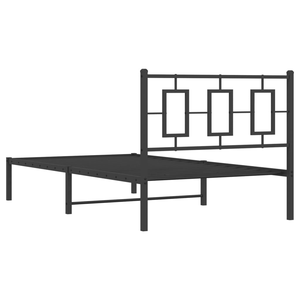 vidaXL Metal Bed Frame without Mattress with Headboard Black 100x190cm