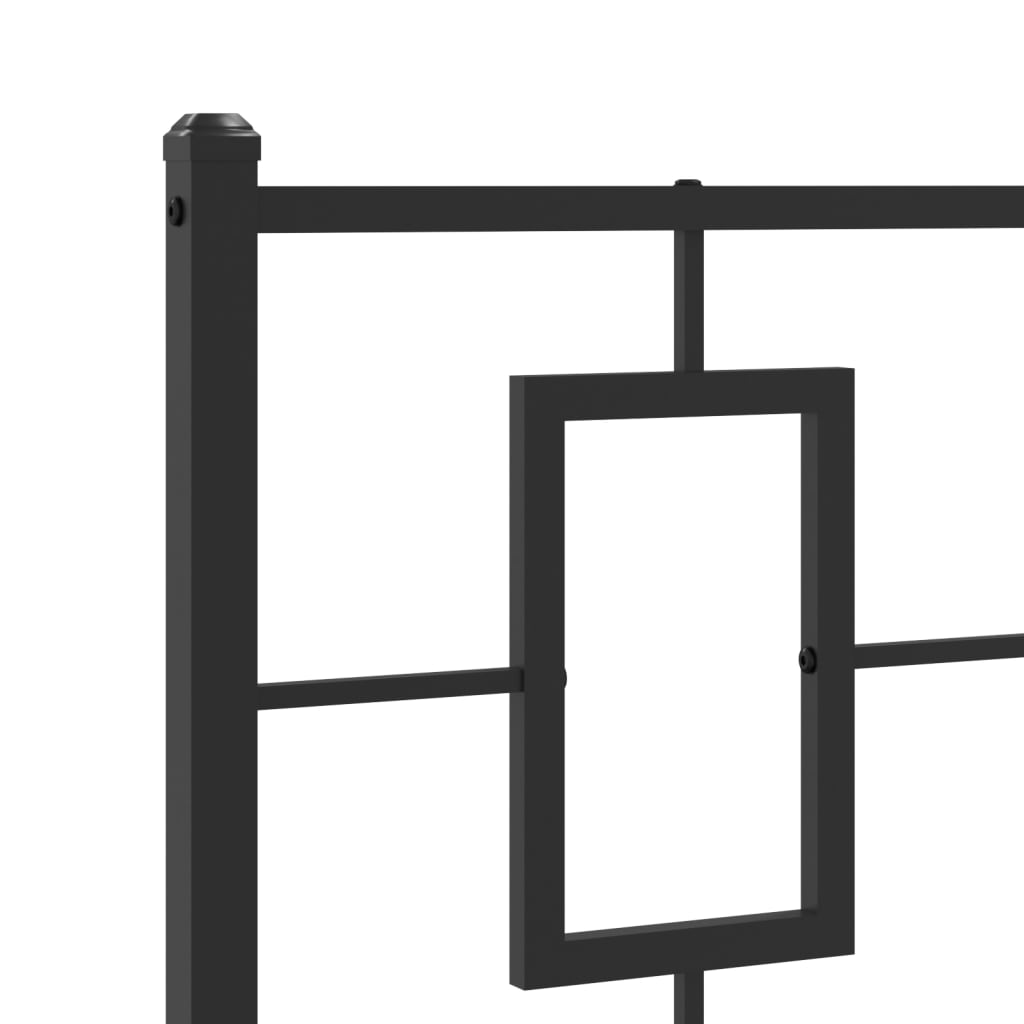 vidaXL Metal Bed Frame without Mattress with Headboard Black 100x190cm