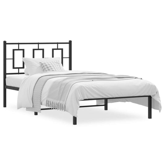 vidaXL Metal Bed Frame without Mattress with Headboard Black 100x190cm