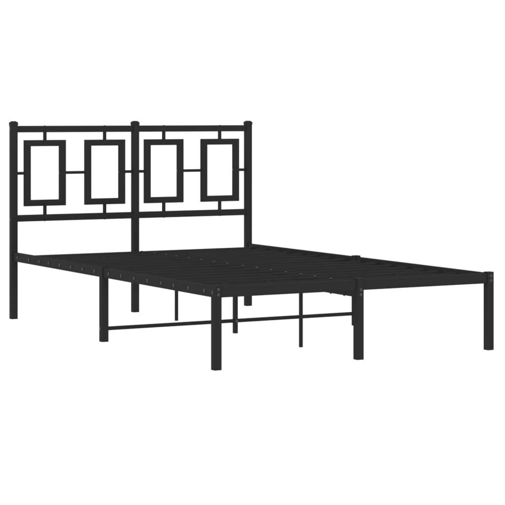 vidaXL Metal Bed Frame without Mattress with Headboard Black 120x200cm