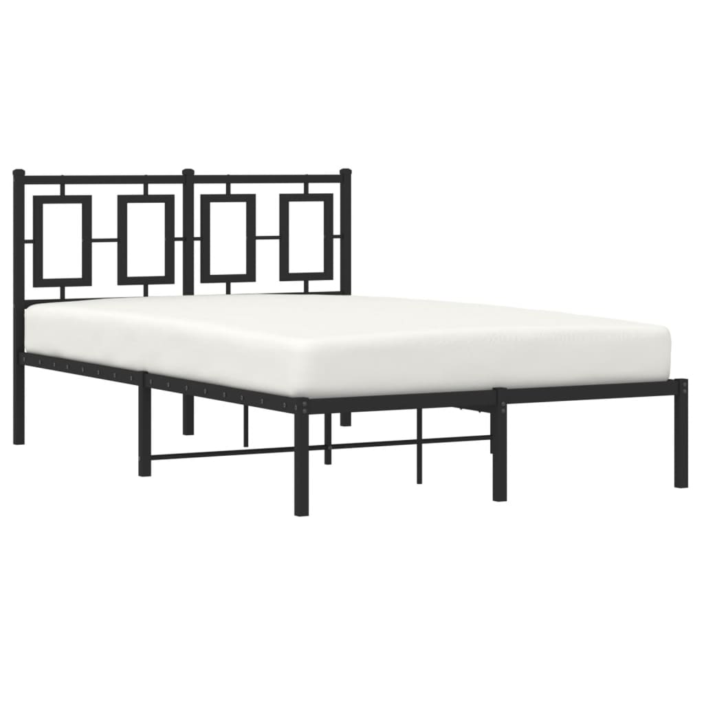 vidaXL Metal Bed Frame without Mattress with Headboard Black 120x200cm