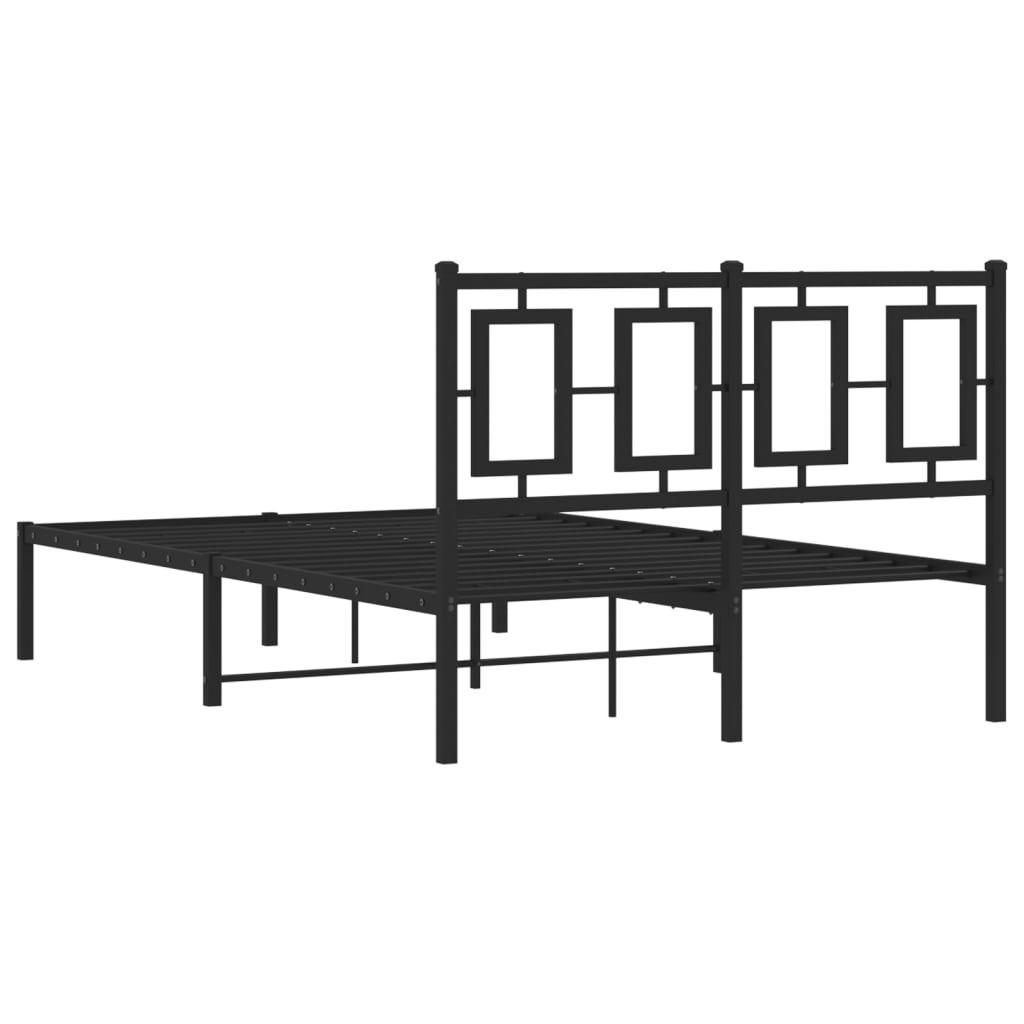 vidaXL Metal Bed Frame without Mattress with Headboard Black 120x200cm