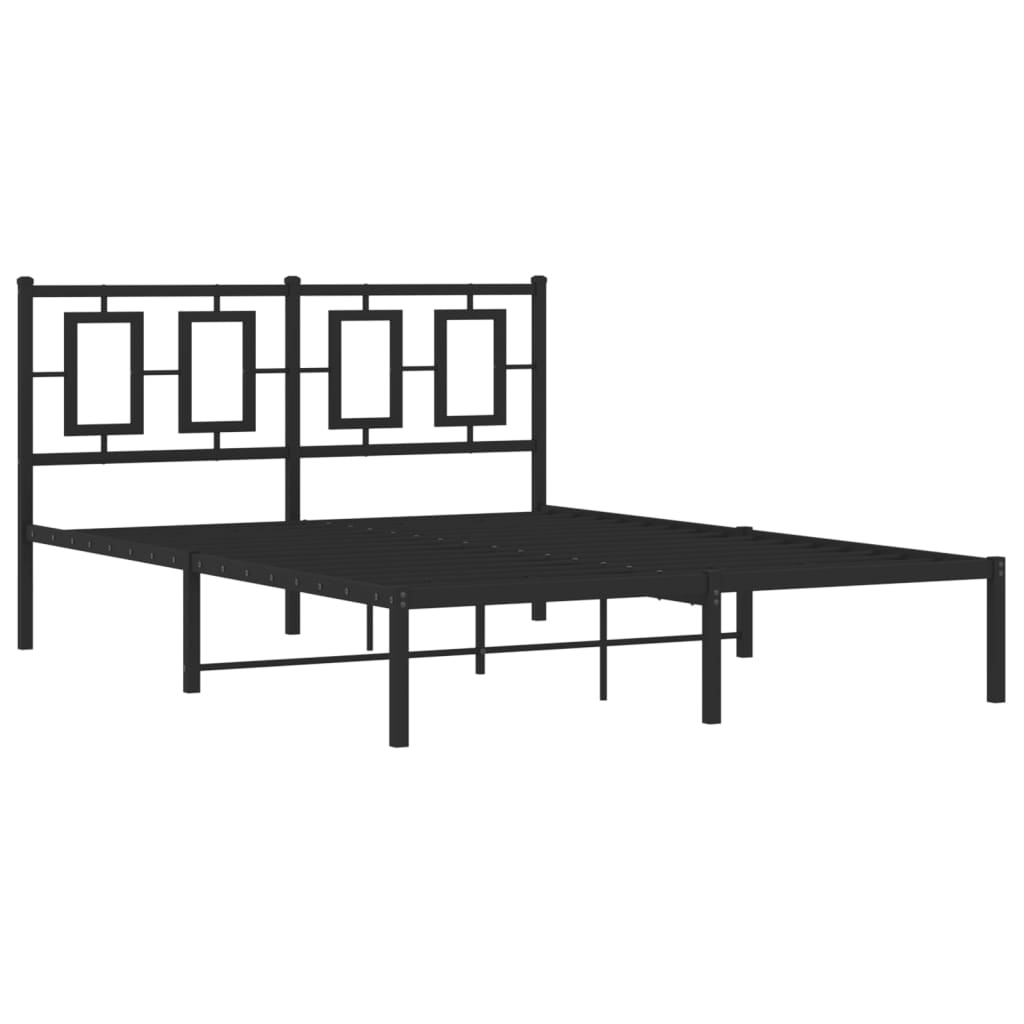 vidaXL Metal Bed Frame without Mattress with Headboard Black 140x200cm