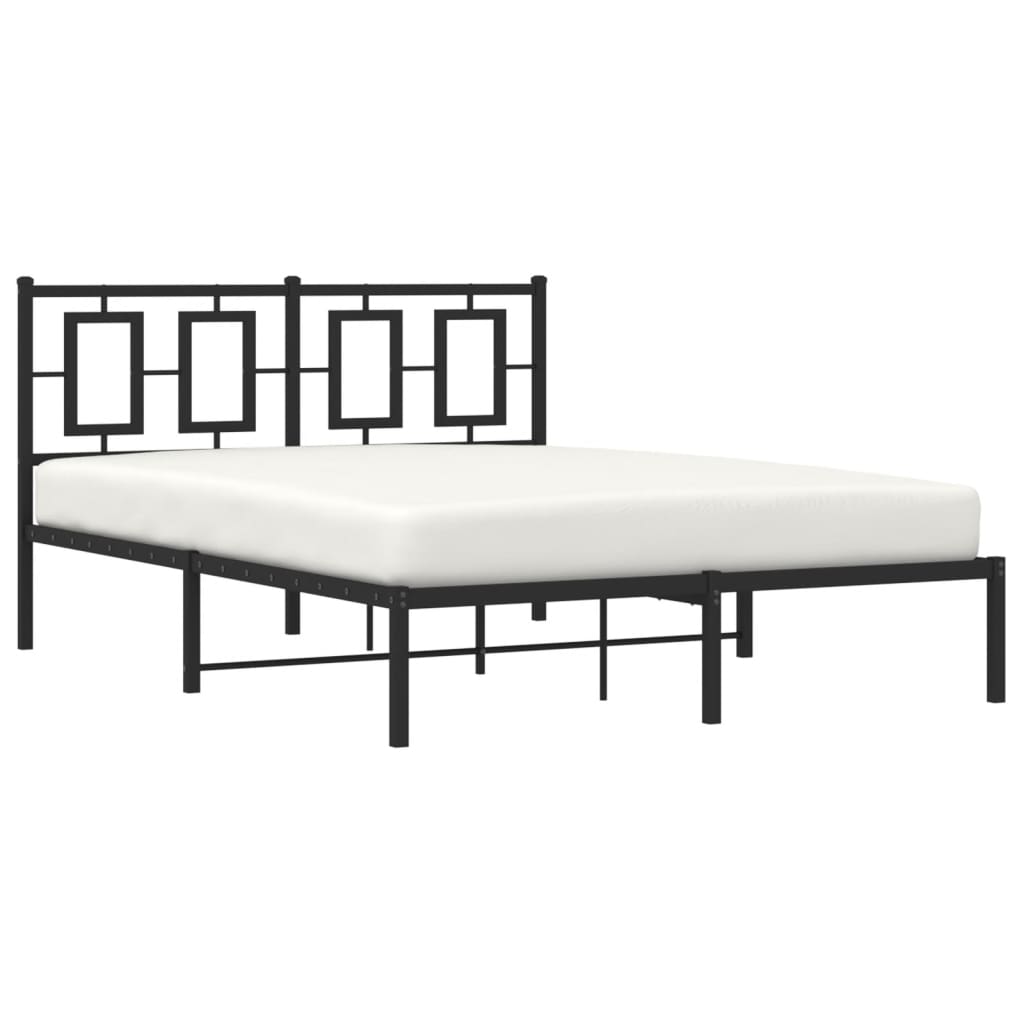 vidaXL Metal Bed Frame without Mattress with Headboard Black 140x200cm