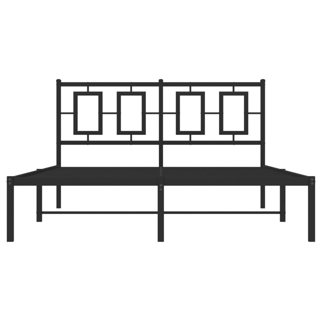 vidaXL Metal Bed Frame without Mattress with Headboard Black 140x200cm