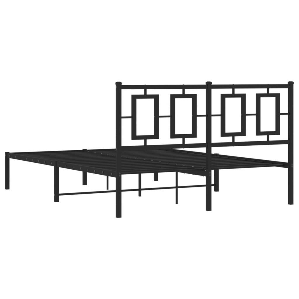 vidaXL Metal Bed Frame without Mattress with Headboard Black 140x200cm